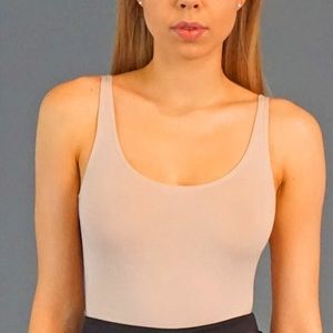 American apparel inspired nude thong bodysuit